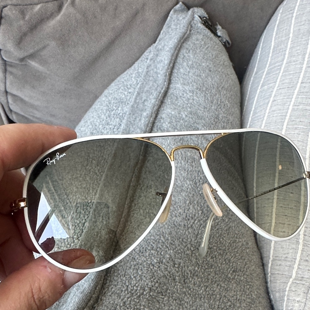 Ray-Ban White and Gold Aviator Sunglasses